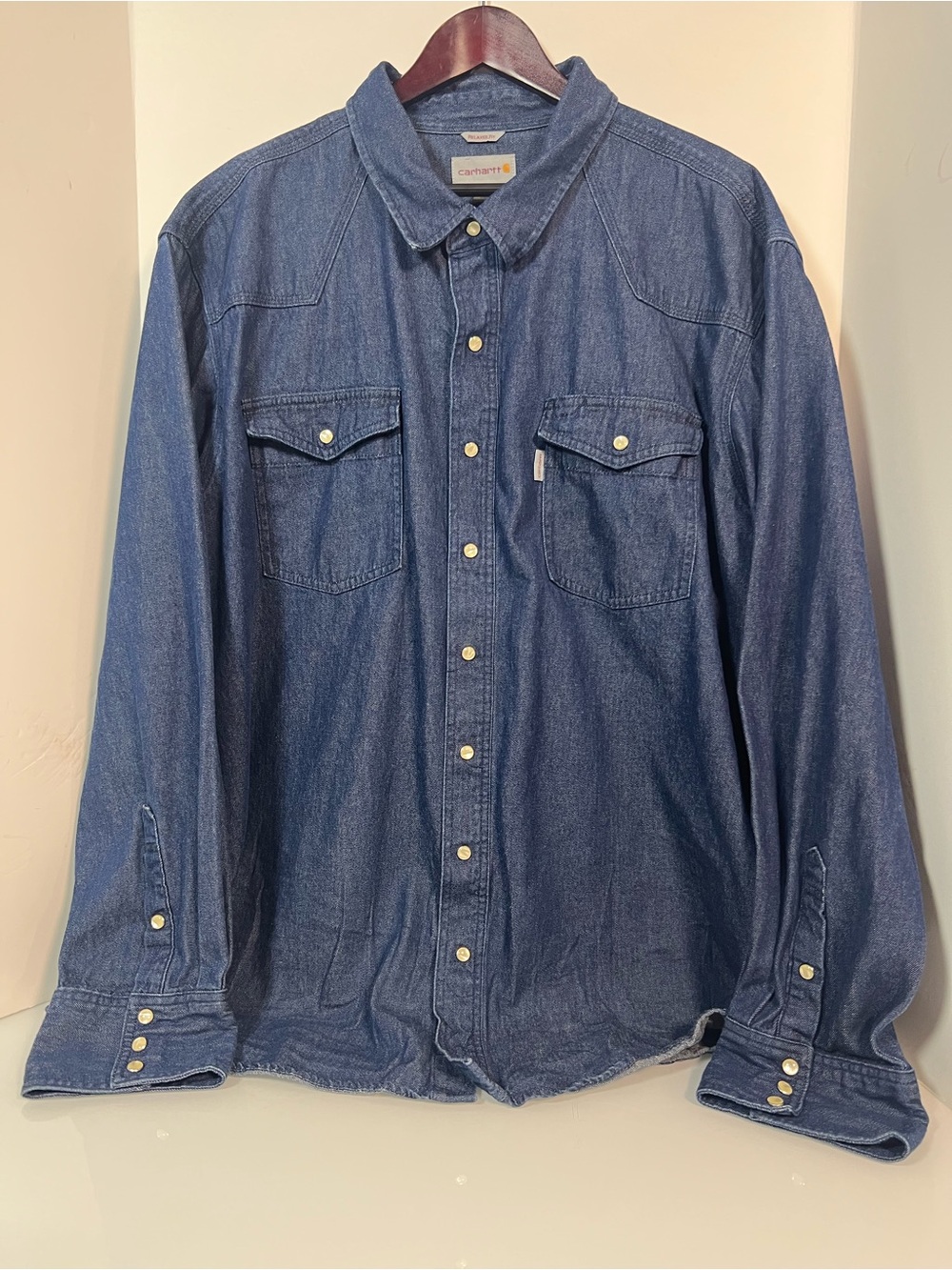 Carhartt denim pearl snap shirt 3XLT